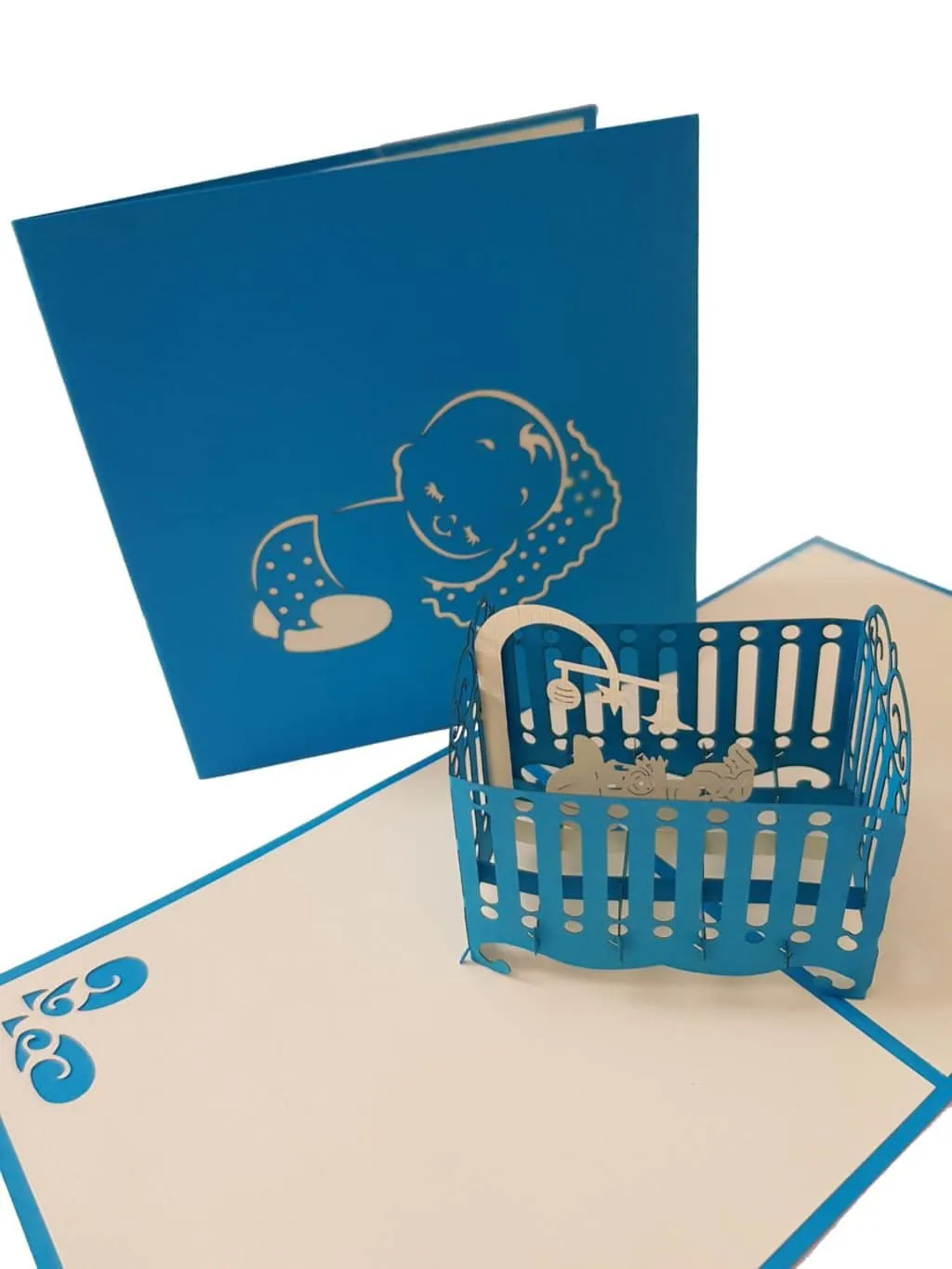 Baby in a Cot 3D pop up card
