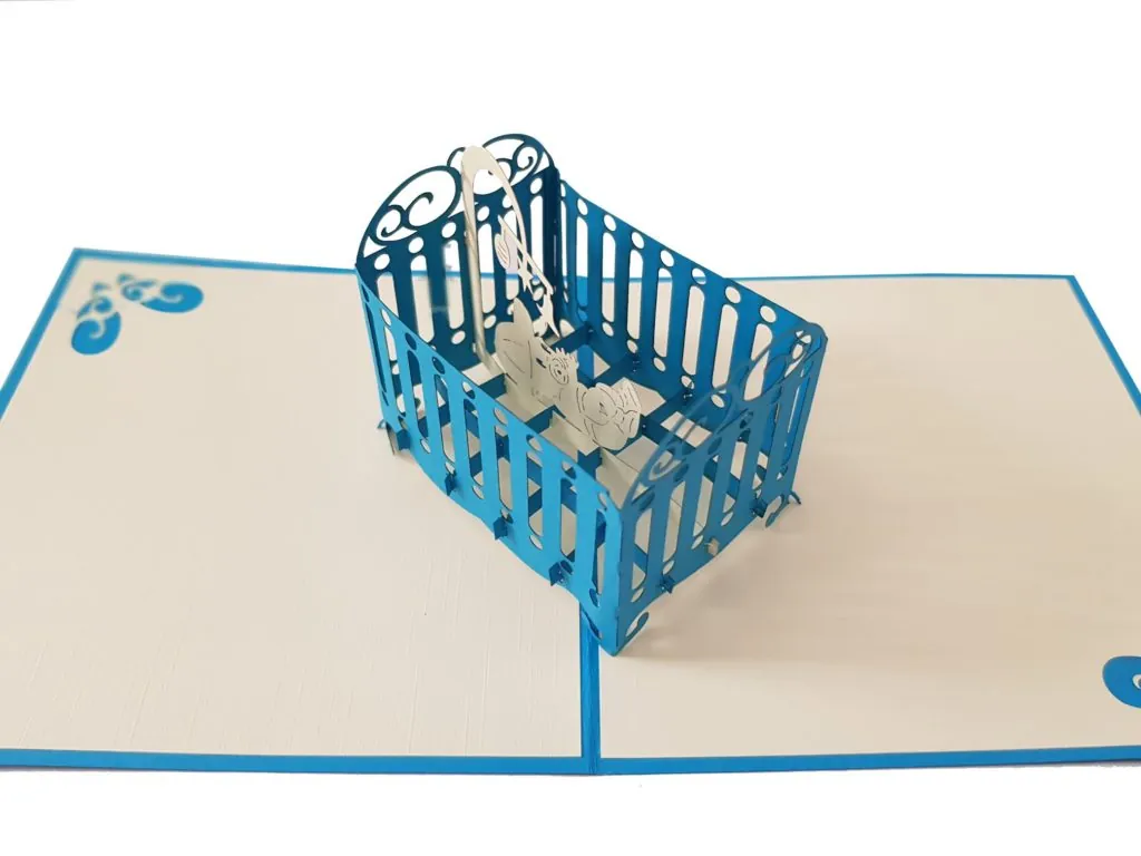 Baby in a Cot 3D pop up card